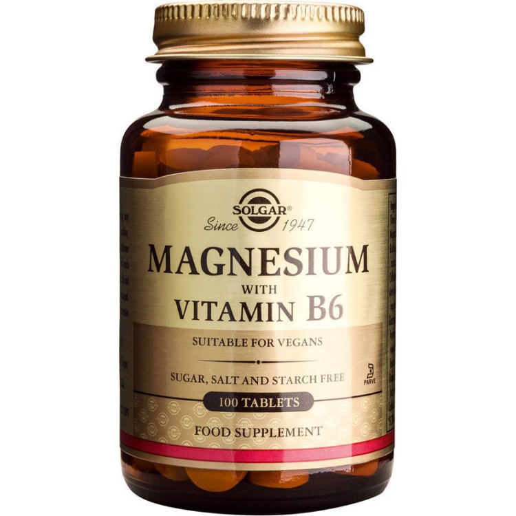 Solgar Magnesium with Vitamin B6 100 ταμπλέτες Μέταλλα-Ιχνοστοιχεία