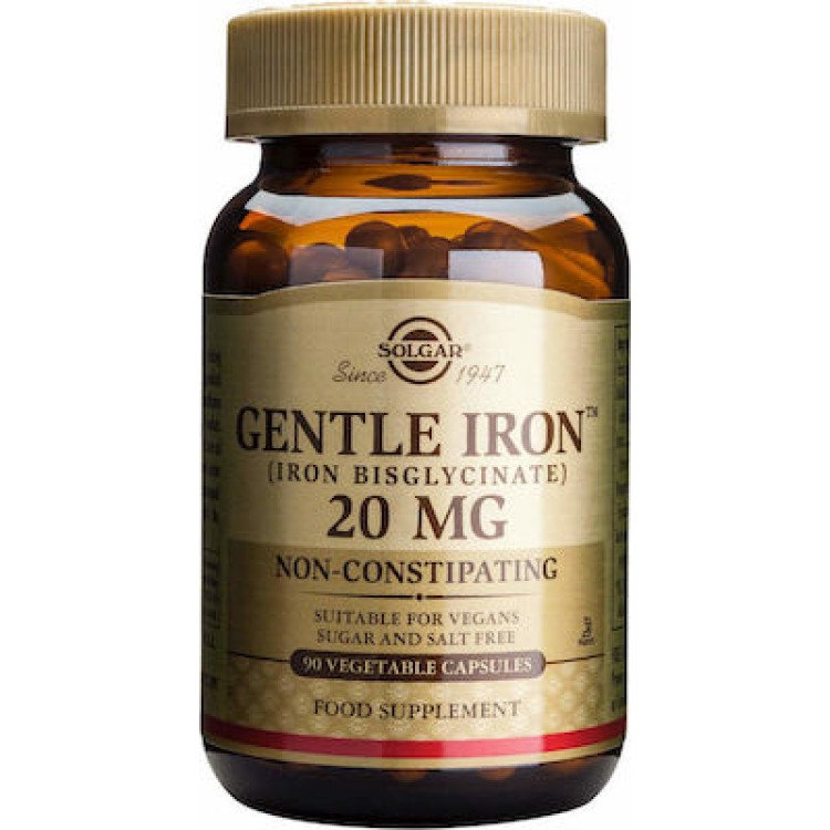 Solgar Gentle Iron 20mg 90 φυτικές κάψουλες Μέταλλα-Ιχνοστοιχεία