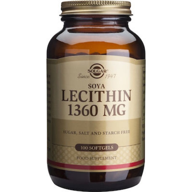 Solgar Lecithin 1360mg 100 μαλακές κάψουλες Ειδικά Συμπληρώματα