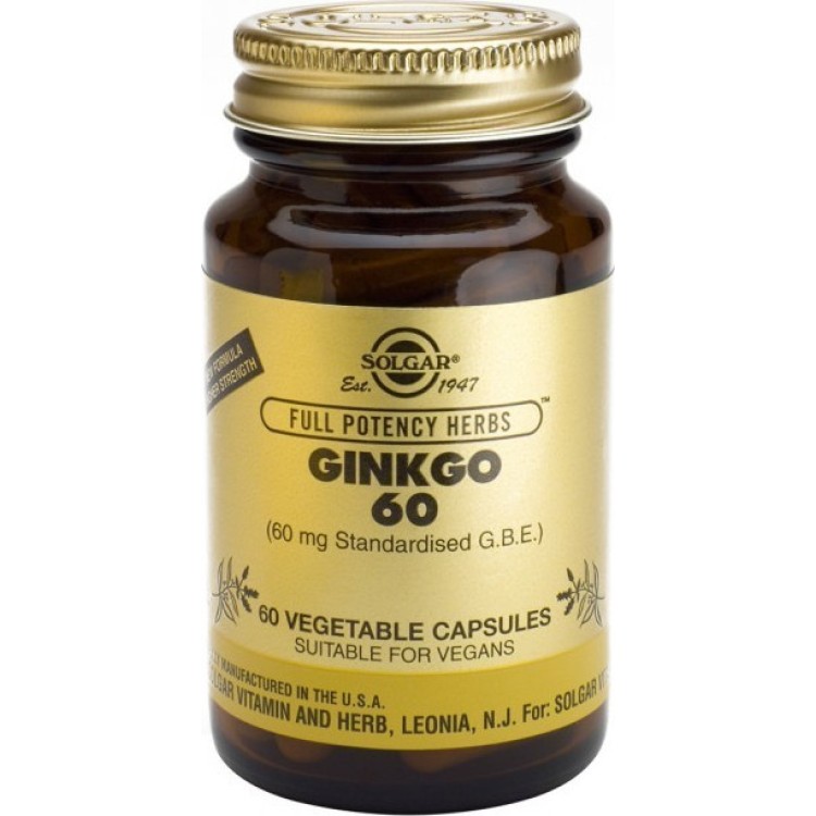 Solgar Ginkgo Biloba 60 φυτικές κάψουλες Βότανα-Φυτικά εκχυλίσματα