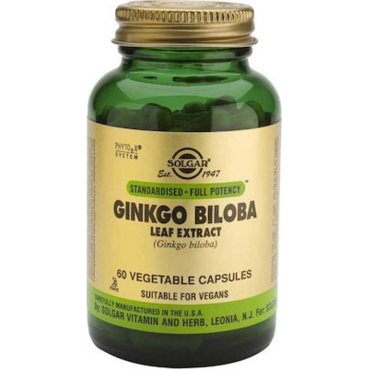 Solgar Ginkgo Biloba Leaf Extract 60 φυτικές κάψουλες Βότανα-Φυτικά εκχυλίσματα