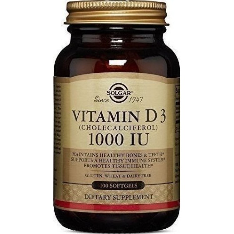 Solgar Vitamin D3 1000iu 100 μαλακές κάψουλες Βιταμίνες ,Πολυβιταμίνες