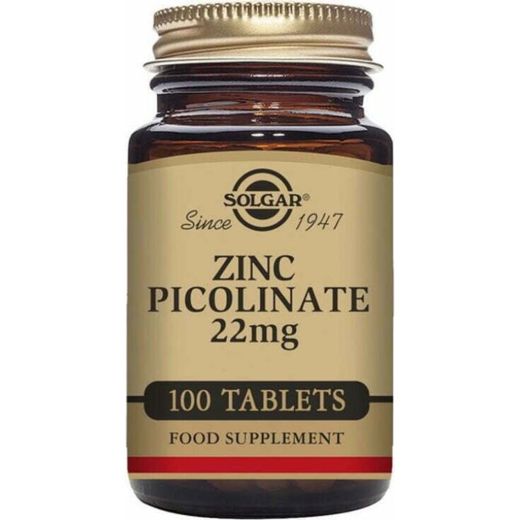 Solgar Zinc Picolinate 22mg 100 ταμπλέτες Μέταλλα-Ιχνοστοιχεία