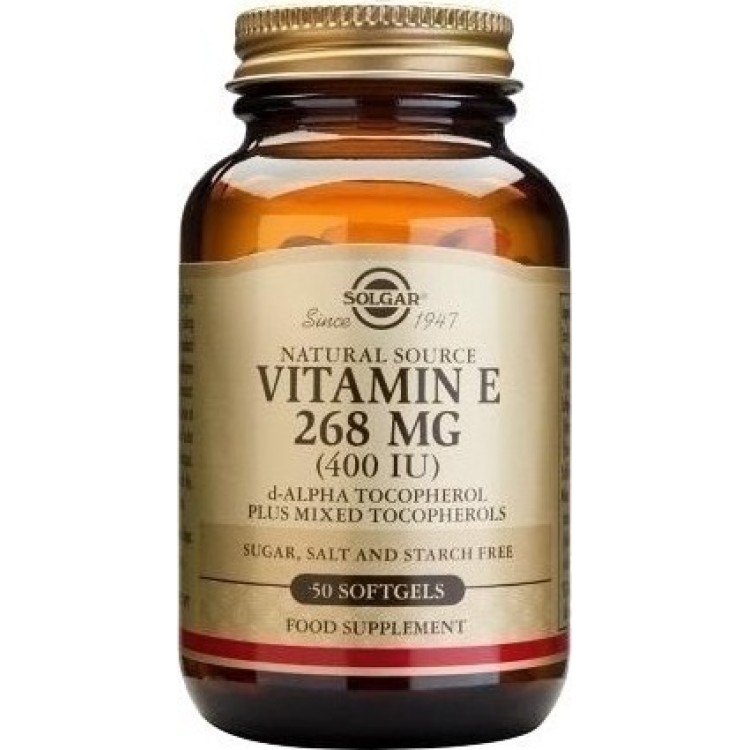 Solgar Vitamin E 268mg 400iu 50 μαλακές κάψουλες Βιταμίες,Πολυβιταμίνες