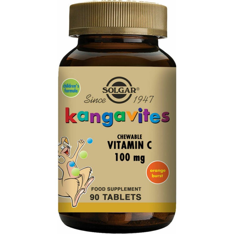 Solgar Kangavites Vitamin C 100mg 90 μασώμενες ταμπλέτες Πορτοκάλι