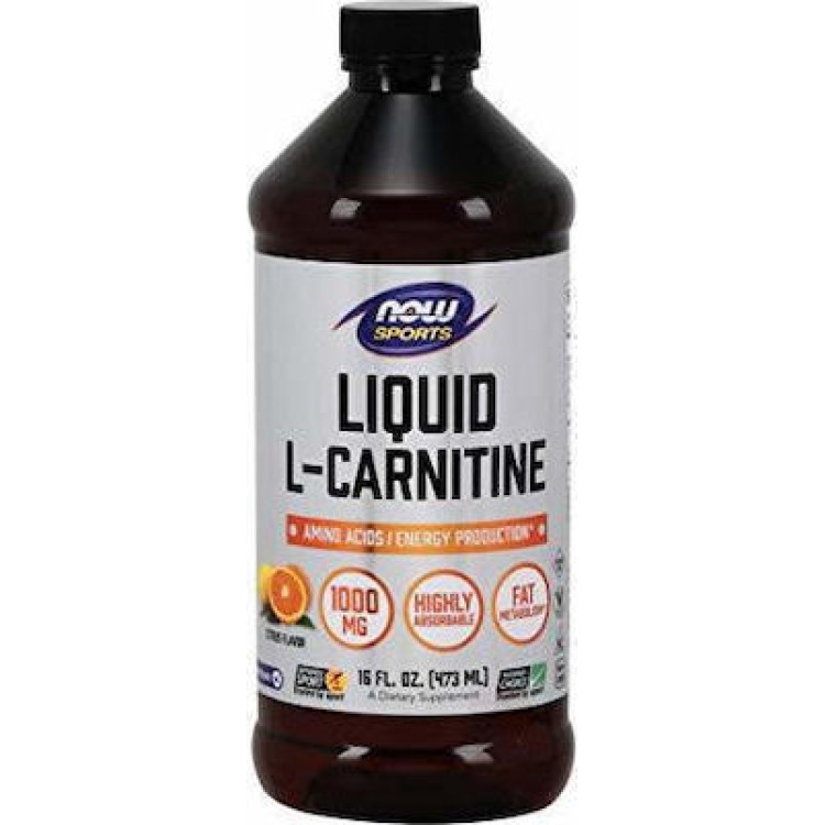 Now Foods L-Carnitine Liquid, Citrus Flavor 1000mg 473ml Πρωτείνες-Αμινοξέα