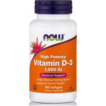 Now Foods Vitamin D-3 1000iu 180 μαλακές κάψουλες