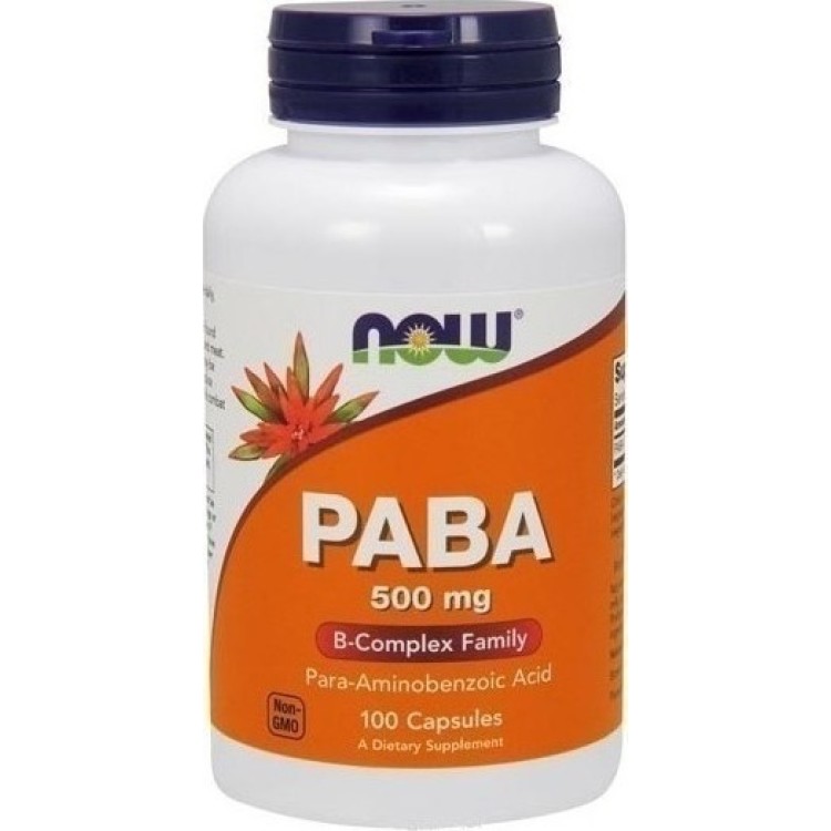 Now Foods PABA 500mg 100 κάψουλες Βιταμίες,Πολυβιταμίνες
