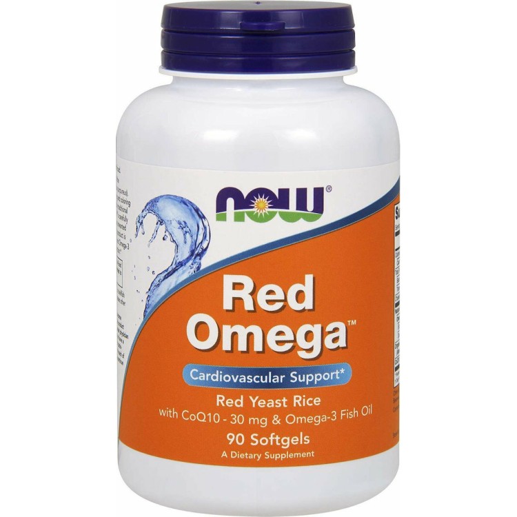 Now Foods Red Omega Red Yeast Rice with CoQ10 30mg & Omega 3 Fish Oil 90 μαλακές κάψουλες