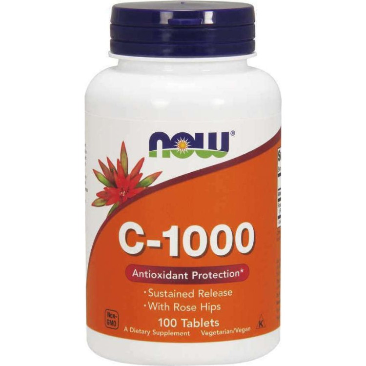 Now Foods Vitamin C-1000 Sustained Release With Rose Hips 1000mg 100 Tabs Βιταμίες,Πολυβιταμίνες