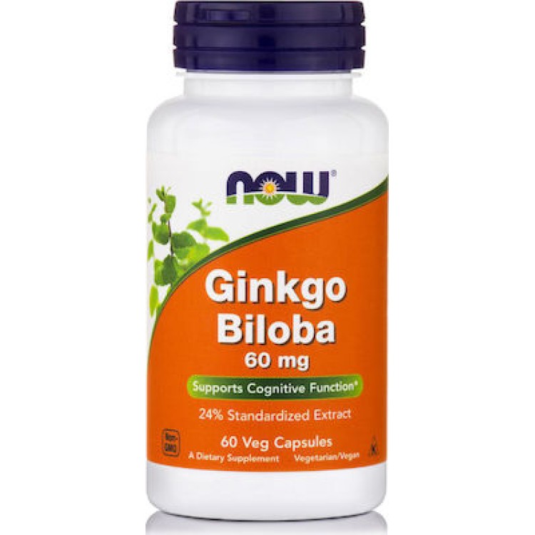 Now Foods Ginkgo Biloba 60mg 60 φυτικές κάψουλες