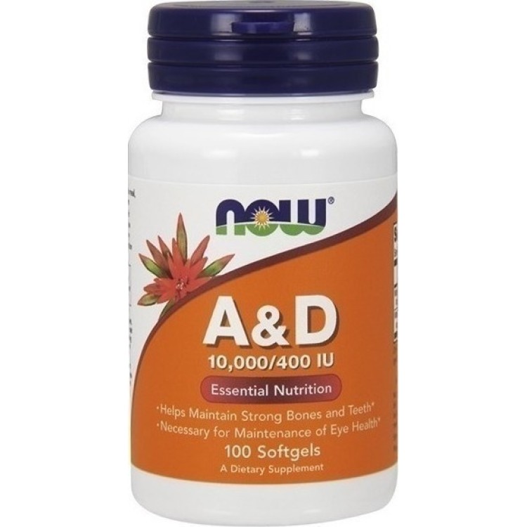 Now Foods Vitamin A & D 10.000 IU A / 400 IU D-3 100 μαλακές κάψουλες