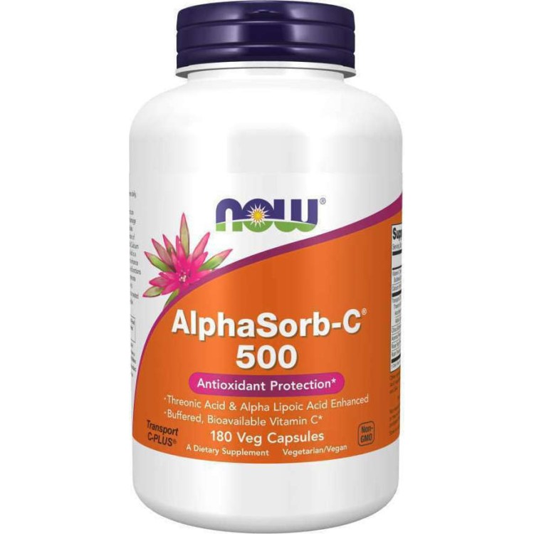 Now Foods AlphaSorb-C 500 500mg 180 φυτικές κάψουλες Βιταμίες,Πολυβιταμίνες