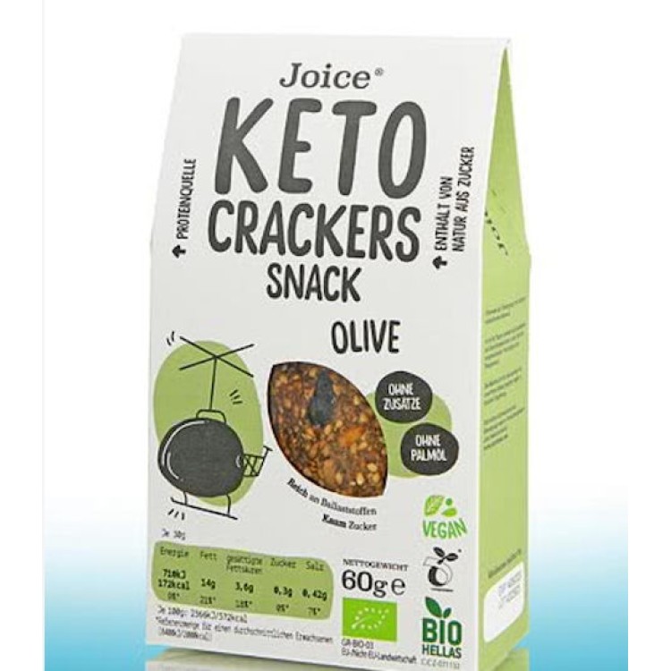 Joice Crackers Keto με Ελιά Βιολογικά 60gr 