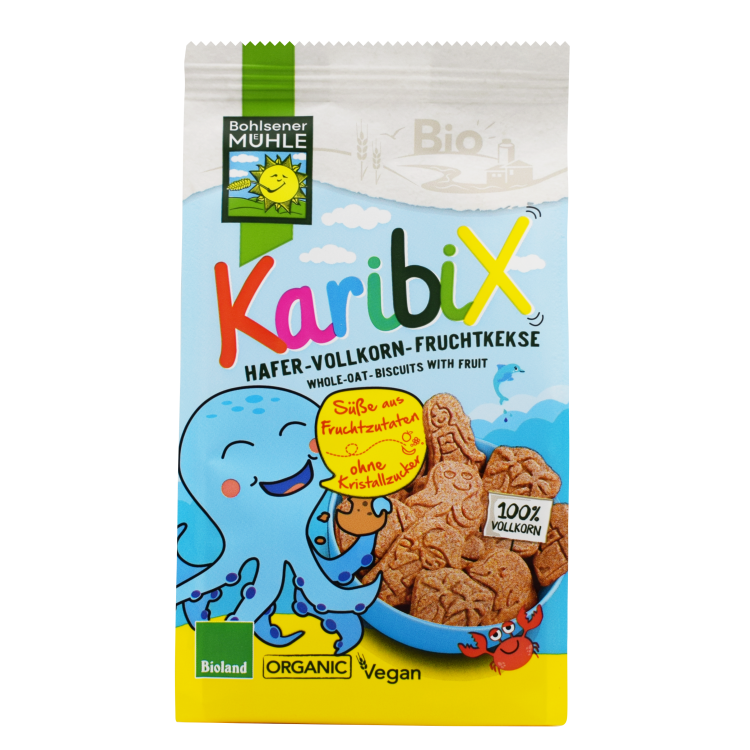 Bohlsener Βιολογικά Mπισκότα Φρούτων Βρώμης Karibix Χωρίς Ζάχαρη 125gr Μπάρες/Σνακ & Γλυκά 