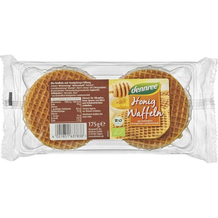 Dennree Βιολογικές Βάφλες Με Μέλι 175gr