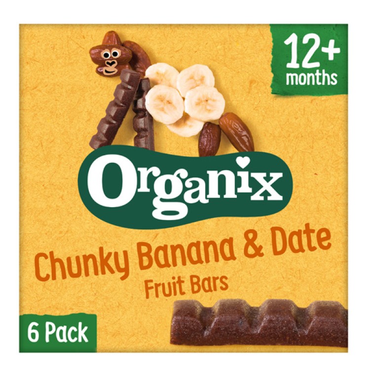 Organix Fruit Bars με Γεύση Χουρμάς-Μπανάνα Χωρίς Ζάχαρη 102gr για 12+ μηνών Παιδικά Σνακ