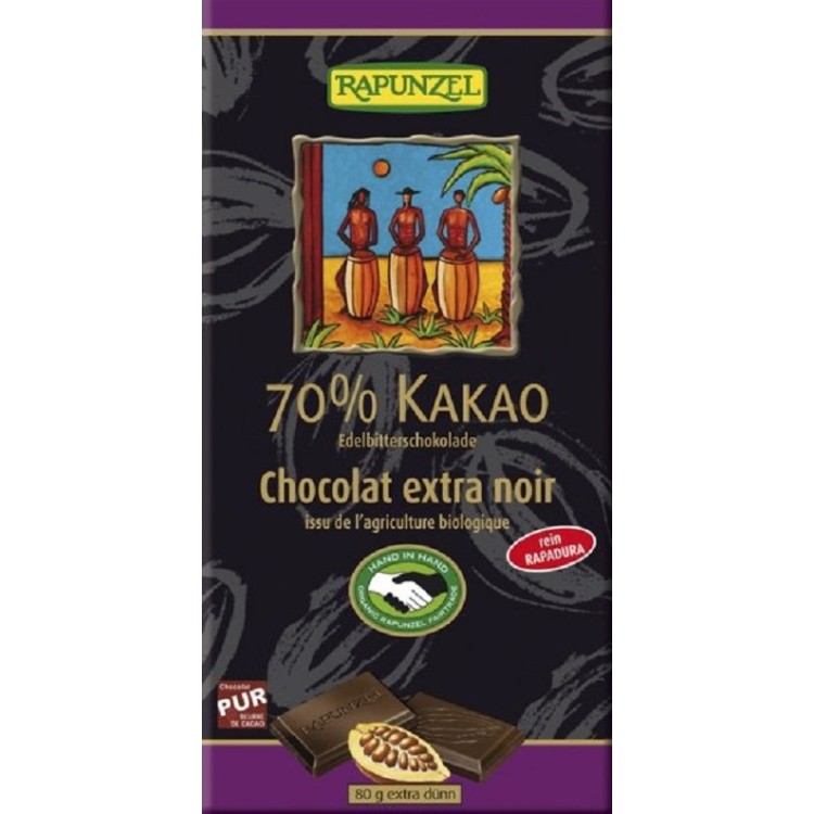Rapunzel Σοκολάτα Μαύρη 70% Κακάο Vegan 80g ΒΙΟ Μπάρες/Σνακ & Γλυκά 