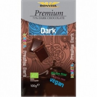 Bonvita Premium Βιολογική Σοκολάτα Υγείας Vegan με 71% Κακάο Χωρίς Γλουτένη 100gr
