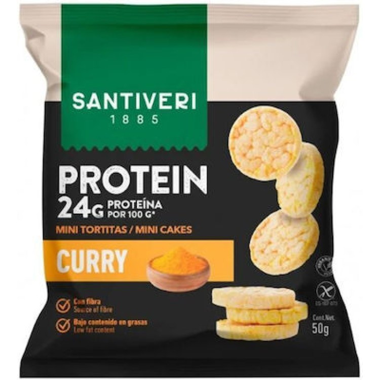 Santiveri Γκοφρέτες Πρωτεΐνης Μini Με Κάρυ Χωρίς Γλουτένη 50gr Μπάρες/Σνακ & Γλυκά 
