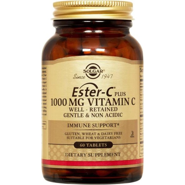Solgar Ester-C 1000mg Vitamin C 60 ταμπλέτες Βιταμίνες ,Πολυβιταμίνες