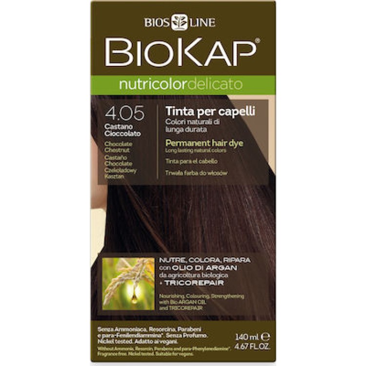 Biosline Biokap Nutricolor Delicato 4.05 Chocolate Chestnut (Καστανό Σοκολατί) Βαφές Μαλλιών 