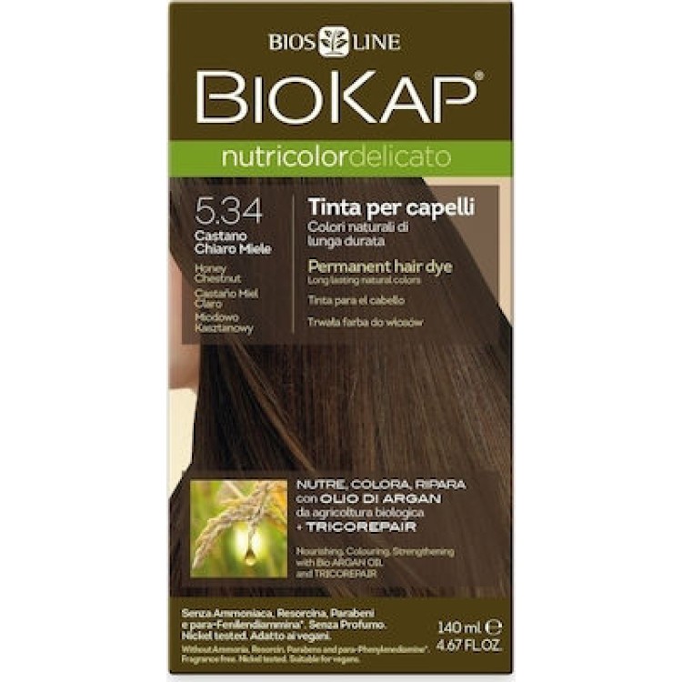 Biosline Biokap Nutricolor Delicato 5.34 Honey Chestnut (Καστανό Μελί) Βαφές Μαλλιών 