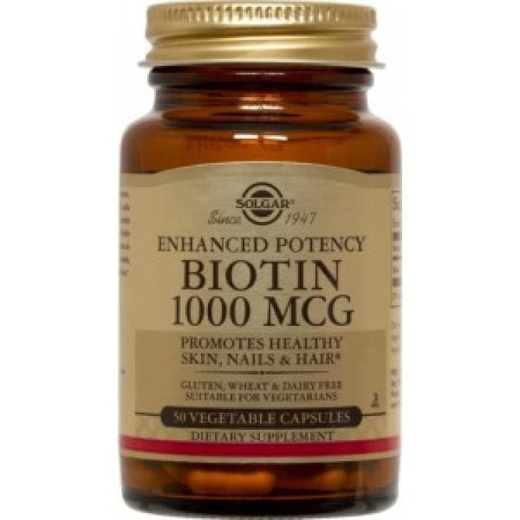 Solgar Biotin 1000mcg 50 φυτικές κάψουλες Βιταμίνες ,Πολυβιταμίνες