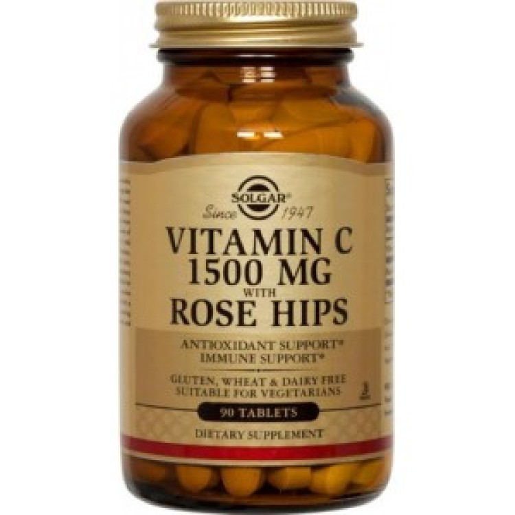 Solgar Vitamin C 1500mg with Rose Hips 90 ταμπλέτες Βιταμίνες ,Πολυβιταμίνες