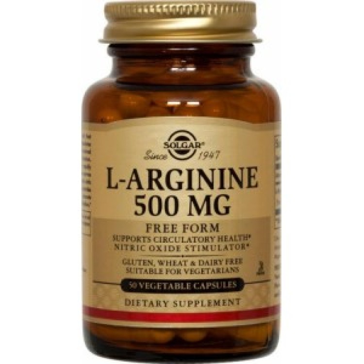 Solgar L-Arginine 500mg 50 φυτικές κάψουλες