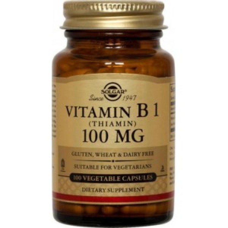 Solgar Vitamin B1 (Thiamin) 100mg 100 φυτικές κάψουλες Βιταμίνες ,Πολυβιταμίνες