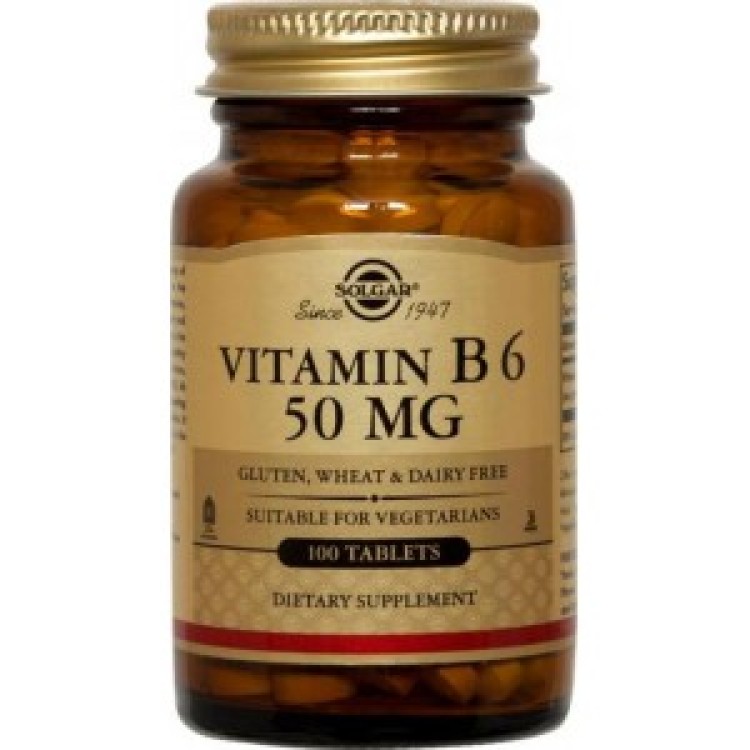 Solgar Vitamin B6 50mg 100 ταμπλέτες Βιταμίνες ,Πολυβιταμίνες