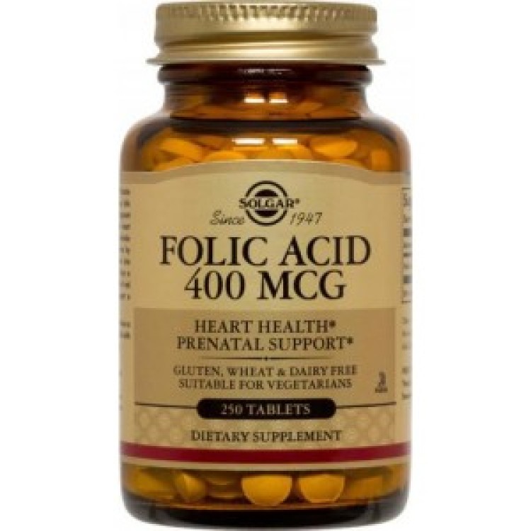Solgar Folic Acid 400mg 100 ταμπλέτες Βιταμίνες ,Πολυβιταμίνες