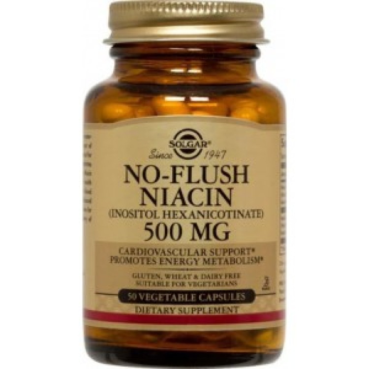 Solgar No-Flush Niacin 500mg 50 φυτικές κάψουλες Βιταμίνες ,Πολυβιταμίνες