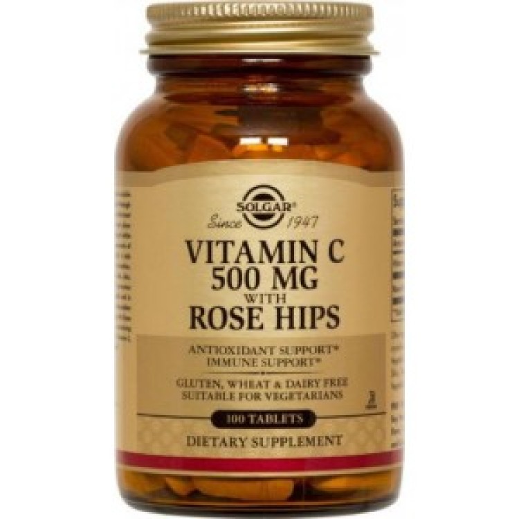 Solgar Vitamin C 500mg with Rose Hips 100 ταμπλέτες Βιταμίνες ,Πολυβιταμίνες