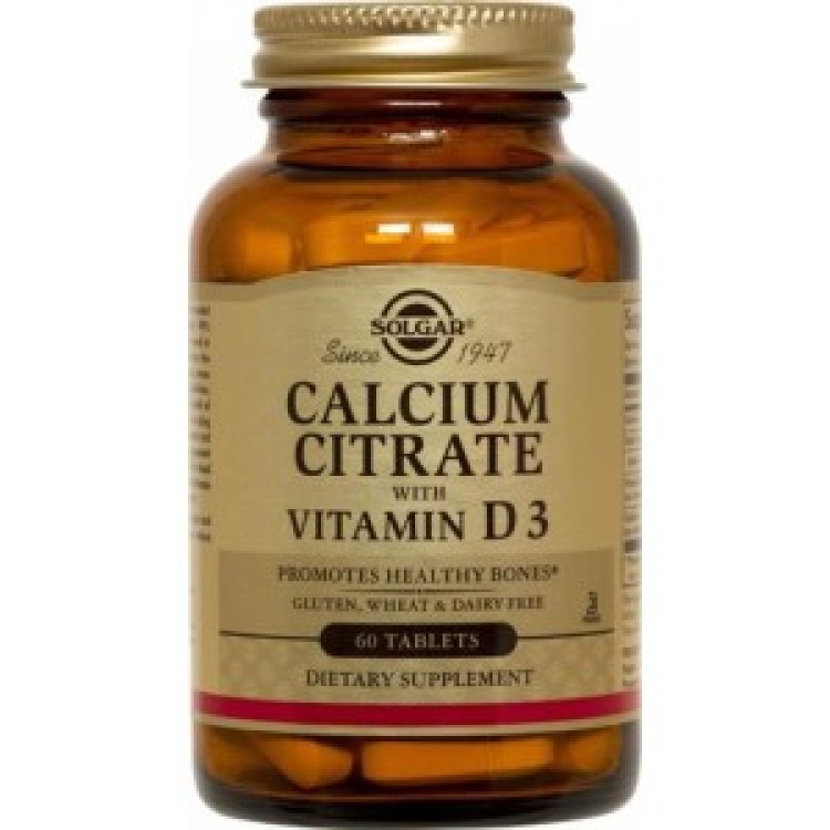 Solgar Calcium Citrate with Vitamin D3 250mg 60 ταμπλέτες Μέταλλα-Ιχνοστοιχεία