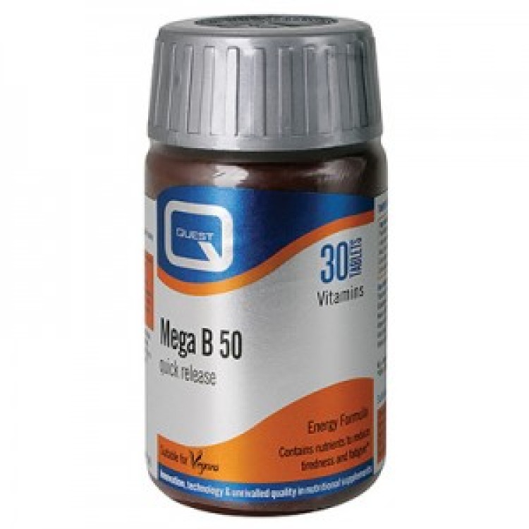 Quest Naturapharma Mega B 50 Quick Release 30 ταμπλέτες Βιταμίες,Πολυβιταμίνες