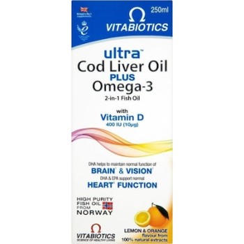 Vitabiotics Ultra Liquid Cod Liver Oil plus Omega-3 250ml