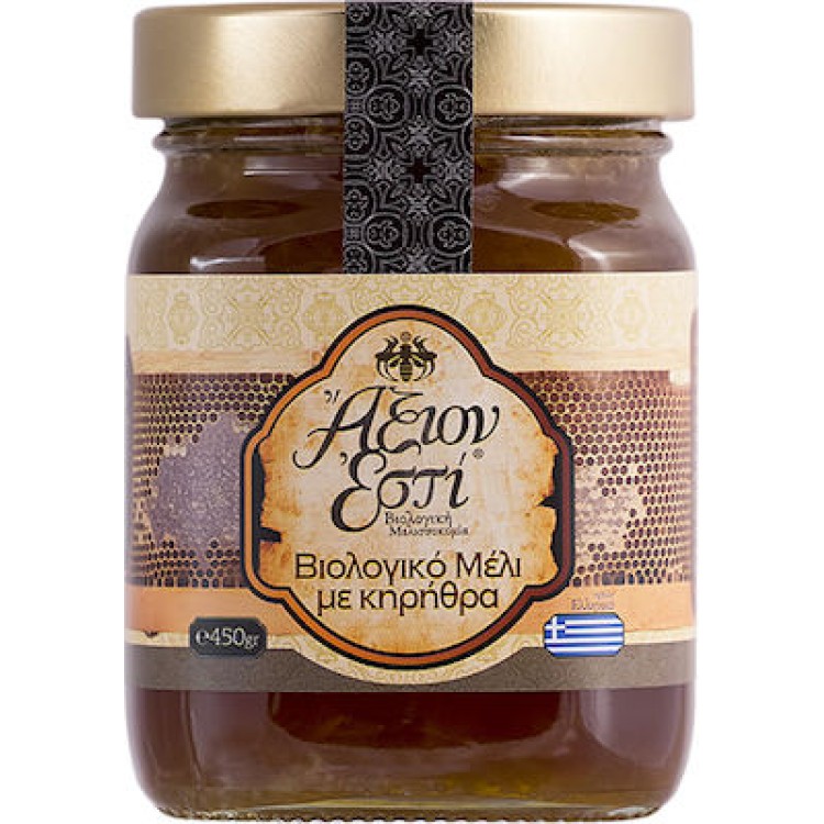 Άξιον Εστί Βιολογικό Μέλι Με Κηρήθρα 450gr